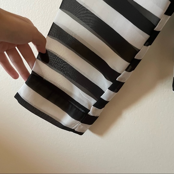 Dots Sheer Striped Front Tie Top - Picture 7 of 9